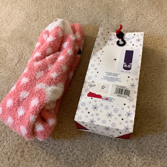 Bundle of 2 pairs of NWT Women’s owl face Slipper fuzzy SOFT Socks owl lovers - Picture 4 of 13